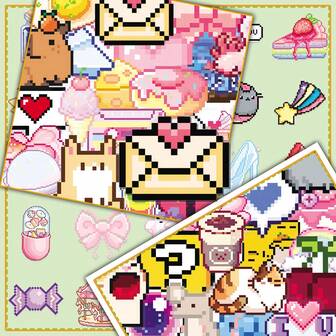50pcs Pixel Art Cute Kawaii Pastel Stickers, Decorative For Notebooks, Cups, Stationery