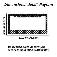 1pc Black And White Polka Pattern 2 Hole License Plate Frame Aluminum Material 6x12 Inches With Screw Kit Retro Novelty Car Decoration Standard US License Plate Size - 12x6英寸 - 查看 2