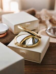 1 قطعة مرآة مدمجة من الفولاذ المقاوم للصدأ مع نقش تصميم زهرة الميلاد - هدية مخصصة باسم للنساء، وصيفة العروس، الزفاف، عيد الميلاد، إكسسوارات جمال محمولة أنيقة - متعدد الألوان - مشاهدة 3