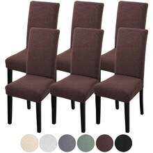 6件套弹力提花防溅餐椅套，可拆卸机洗，适用于客厅、餐厅、酒店、俱乐部和酒吧家具装饰的厨房座椅保护套 - 彩色 - 查看 18