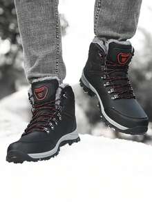 1 Pair Men's Boots, 1 Pair Snow Boots, 1 Pair Men's Shoes, 1 Pair Women's Shoes, 1 Pair Women's Boots, Autumn/Winter Men's Boots, Women's Boots, Outdoor Casual Sports Shoes, Snow Sports Boots, Gray Boots, Lace-Up Non- Boots, Fashionable Platform Boots, High-Quality Winter Boots, Hiking Boots, Temperature-Retaining Boots, High-Quality Long Fur Lining Boots, Luxury Shoes, Large Sizes 36-48, Christmas Gifts For Family And Friends - Black - View 6