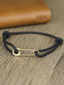 diffone Handcrafted Unisex Adjustable Paracord Rope Gold Color Safety Pin Braided Wristbands Casual Jewelry Accessories - Personalized Gender Pin Bracelet - View 8