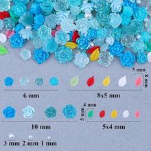 3D Flower Nail Charms Set,150pcs Mixed Size Camellia Rose Resin Charms,150pcs Mixed Size And Color Leaves,100pcs Round White Pearl Beads For Nail Accessories Nail Art (6-Camellia Blue){"Color_name":"CamelliaBlue"} - 山茶花藍 - 查看 5
