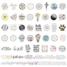 50pcs Inspirational Bible Verse Stickers, Jesus & Faith Themed Decals, Matte Finish, Single Use, Irregular Shape, English Text, For Notebooks, Water Bottles, Luggage - Religious Paper Stickers Pack