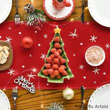 Camino de mesa navideño con diseño de gnomos y bolas de Navidad, decoración de mesa de cocina y comedor para reuniones familiares en temporada invernal