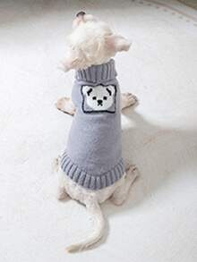 1 pieza Suéter con estampado de panda para mascotas, jersey de cuello alto tejido cálido para perros y gatos pequeños, Teddy, Poodle, Pomerania, Schnauzer, cachorros y gatitos, para todas las estaciones