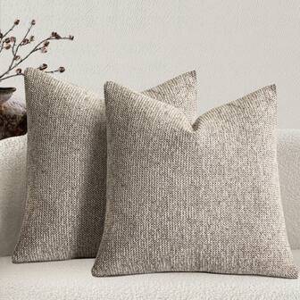 1PC Linen Throw Pillow Covers, Boho Textured Pillow Case, ,Beige With White & Navy Blue Stitch Yarn Dyed Stripe Cushion Cover For Sofa Couch Living Room(Cover ONLY)