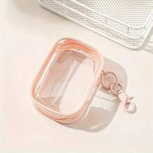 1pc Cute Mini Transparent Storage Bag With Keychain - Compact Storage Box For Chargers, Cables, Earphones, Jewelry - Portable Zippered Pouch, Scratch-Resistant - Suitable For Travel, Office, School, Home - Fashion Accessory For Women (White/Pink/Purple/Black) - Ideal Gift For Women And Teens, Cable Management, Joke Design, Durable Material, Office Workers Christmas