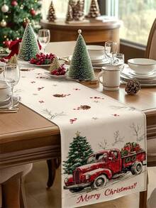 1pc Christmas Car Desk Flag, Christmas Decorative Desk Flag, Christmas Linen-Like Desk Flag, Desk Flag, Desk Flag, 1pc Desk Flag, 4pcs Placemats, 1pc Cushion Cover, 3 Products Available, Seasonal Home Decor Indoor/Outdoor Party Supplies, Winter Home Decor, Christmas Decoration, Christmas Room Decor, Christmas Party Decoration - Multicolor - View 16
