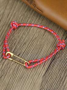 diffone Handcrafted Unisex Adjustable Paracord Rope Gold Color Safety Pin Braided Wristbands Casual Jewelry Accessories - Personalized Gender Pin Bracelet - View 7