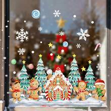 1 pieza Decoración navideña para ventana, Patrón de casa de Papá Noel y bosque, Pegatina de vinilo con adherencia estática, Calcomanía removible para vidrio, Fácil de aplicar, Decoración del hogar - Multicolor - Ver 7