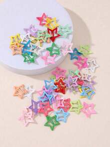 30/60/90pcs/Set Colorful Star Hair Accessories For Girls, Simple & Cute, Shiny Surface. Includes BB Clips, Side Clips, Hair Clips, Bangs Clips And Loose Hair Clips, Suitable For Girls' Daily Use. - Multicolor - View 3
