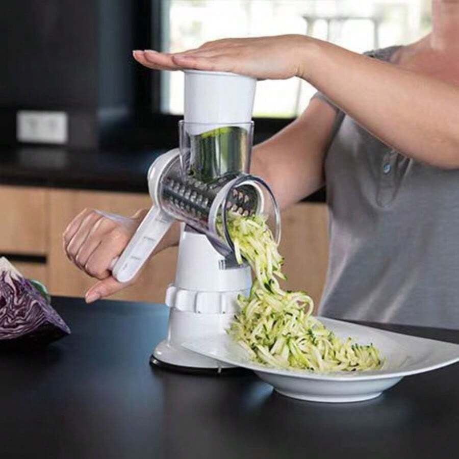 Manual Rotary Vegetable Cutter, Fruit & Vegetable Slicer, Potato Peeler, Multi-Functional Kitchen Grater