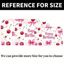 A Cute Cherry Girl Birthday Backdrop, Decorated With Pink Bows And Adorable Fruit Elements, Suitable For Photography, Birthday Celebrations, Holiday Decorations, Portrait Props, Party Banners, And Birthday Party Backgrounds. - Multicolor - View 3