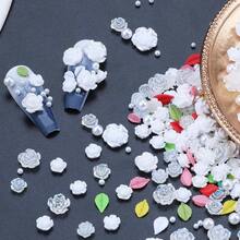 3D Flower Nail Charms Set,150pcs Mixed Size Camellia Rose Resin Charms,150pcs Mixed Size And Color Leaves,100pcs Round White Pearl Beads For Nail Accessories Nail Art (1-Camellia White){"Color_name":"CamelliaWhite"} - 山茶花白 - 查看 4