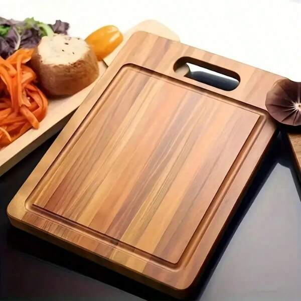 Thick Rosewood Cutting Board, Double-Sided, Large Wooden Serving Tray With Juice Groove And Food Tray, Suitable For Chopping Meat, Vegetables, And Fruits, Food- Kitchen Tool