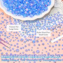 21000Pcs Blue AB Rhinestones For Bedazzling Kit, Mix Sizes Jelly Bedazzling Resin Gems, Gems Bedazzling For Crafting, Flatback Resin Rhinestones For Craft DIY Face Makeup{"Color_name":"S23"} - S23 - 查看 5
