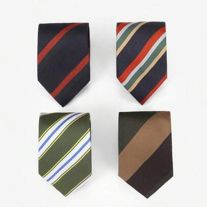 1pc Striped Floral Print Necktie, Men's Formal Accessory Suitable For Occasions Like Dates, Parties, Bars, Business Meetings, Interviews, All Seasons