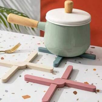 1 件多色可折叠耐热垫，厨房锅垫，硅胶非三脚架，适用于热菜和锅，十字交叉设计