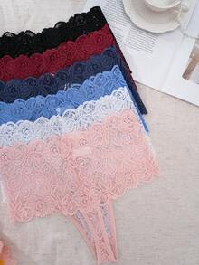 6pcs Women's High Waist Sexy Lace Thong Panties - Multicolor - View 6