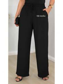 DUNA Fabric Pants With Lining, Elastic Waist - Black - View 3