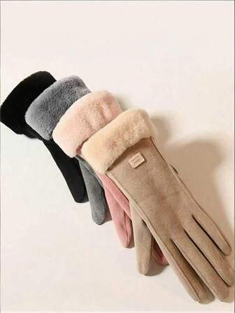 1 Pair Women's Winter Gloves, Outdoor Warm Touchscreen Gloves, Windproof Warm Lining Thick Cold-Proof Gloves
