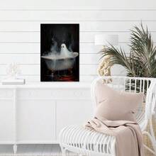 Retro Halloween Bathroom Poster Funny Ghost In The Bathtub Wall Art Decor Dark Academia Gothic Ghosts Pictures Painting Canvas Print Horror Toilet Bathroom Home Decor Aesthetic 8x12inch Unframed# DOUYYY