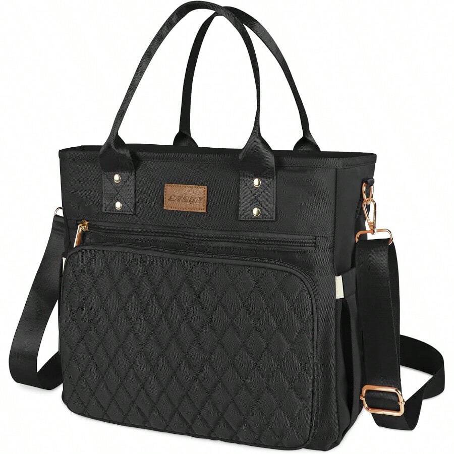 Large Lunch Bags For Work Insulated Insulated Adult Lunch Box For Women Durable Nylon Thermal Cute Lunch Bag For Women Leakproof Cooler Tote Bag With Storage Pocket Black