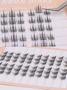 60 簇 DlY 自粘自然外观，易于去除，大容量，适合初学者使用，带粘合条，交叉，动漫/卷发/自然/簇样式，C 卷曲，长度 8-12 毫米睫毛簇，睫毛簇，单根睫毛，睫毛，假睫毛 - C - 查看 5