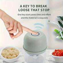[Rechargeable Garlic Chopper] USB Rechargeable 250ml Electric Mini Garlic Chopper - Stainless Steel Blade, Round Cup, Safety Switch, 3600 RPM - For Ginger, Vegetables, And Meat Grinding