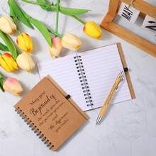 员工感谢礼盒套装，1套（2支）、6套（12支）、10套（20支）可选——包含励志竹制圆珠笔和螺旋笔记本。员工感谢笔记本迷你螺旋励志笔记本，感谢礼品批发，圣诞礼物，适合志愿者、教师、护士、团队建设、生日、退休和节日办公室感谢礼品。 - 棕色 - 查看 5