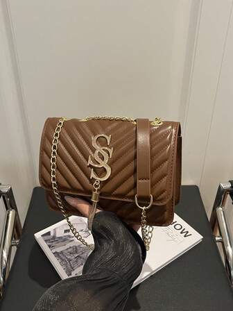 Women's Fashion Solid Color PU Leather Quilted Shoulder Bag, Versatile Flap Banquet Evening Chain Crossbody Bag, New Casual Square Vacation Travel Mobile Phone Coin Purse, Daily Commuting Messenger Bags For White Collar And Student