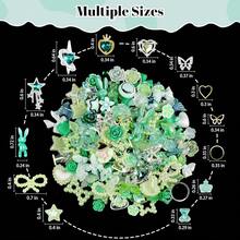 3D Flower Nail Charms Set,150pcs Mixed Size Camellia Rose Resin Charms,150pcs Mixed Size And Color Leaves,100pcs Round White Pearl Beads For Nail Accessories Nail Art (30-Metal-Green){"Color_name":"Metal-Green"} - 金屬綠 - 查看 3