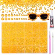 21000Pcs Yellow Rhinestones For Bedazzling Kit, Mix Sizes Jelly Bedazzling Resin Gems, Yellow Gems Bedazzling For Crafting, Flatback Resin Rhinestones For Craft DIY Face Makeup{"Color_name":"S21"} - S21 - 查看 1