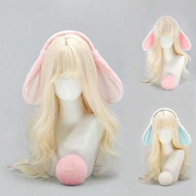 Cute Fluffy Pink Bunny Ear Headband, Plush Rabbit Ear Hair Hoop, Fashionable Cosplay Head Accessory For Anime, Halloween, Parties & Daily Dress-Up, Soft Fuzzy Hairband For Kids, Teens & Adults, Ideal Gift For Bunny Lovers & Cosplay Enthusiasts