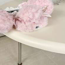 Custodia di lusso in morbido peluche con decorazione a fiocco, orsetto e coniglietto, compatibile con 17/16/13 Pro Max/12/16 Pro, custodia morbida e calda per l'inverno/autunno