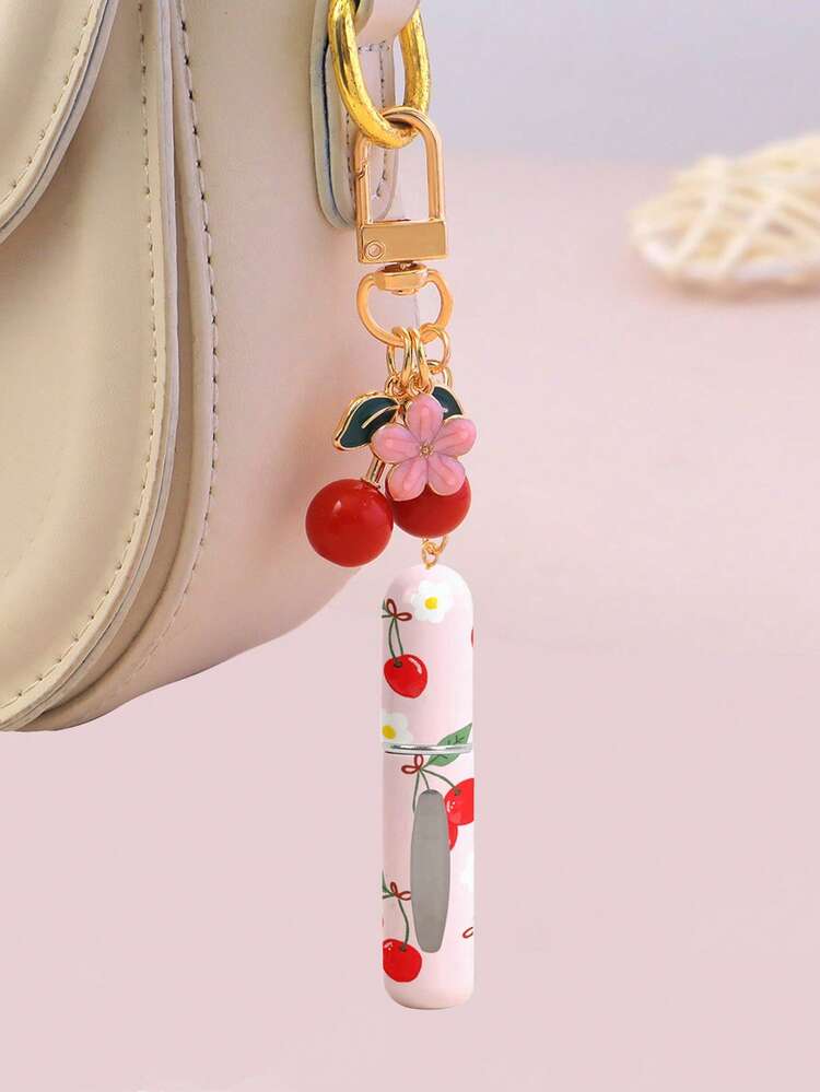 1/2pcs Cherry Pendant Flower Perfume Spray Bottle, Keychain Bottom Fragrance Diffuser, CCD, Bag Charm 5ml Mini Travel Portable Atomizer, Birthday Gift For Family And Friends, Holiday Gift - Multicolor - View 4