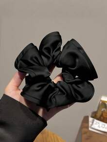 1/3pcs Women Silky Satin Black/Brown/Khaki Hair Scrunchies, Elegant, Versatile, Minimalist, Suitable For Daily, Casual, Commute, Vacation, Ponytail, Bun, Face Washing, Makeup, Outfit Matching ,Hair Ties ,Scrunchy Hair Ties