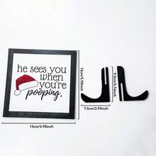 1 pieza Letrero divertido de Navidad para el baño, adorno de sombrero navideño para el tocador, decoraciones de escritorio festivas, decoraciones navideñas de estilo granja rústica, decoraciones navideñas para el hogar de invierno, decoraciones para fiestas navideñas, adecuado para sala de estar, dormitorio, baño