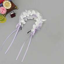 Diadema gótica de encaje con cuerno de diablo para Halloween, accesorio de disfraz para mujeres y niñas - Morado - Ver 1