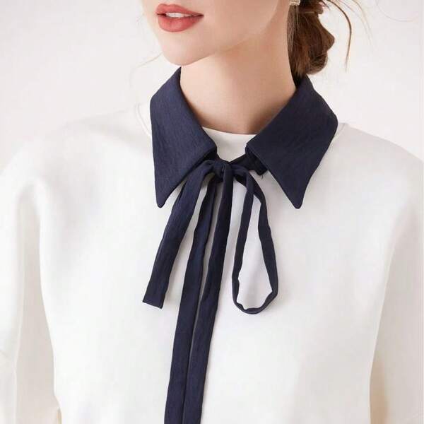 1pc Elegant Pointed Collar Bowknot Detachable Collar For Dress
