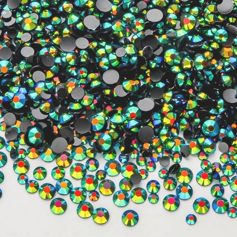 25000Pcs Rainbow AB Rhinestones For Bedazzling Kit, 3-5mm Resin Flatback Rhinestones Bulk Bedazzle Gems Diamonds For Crafts DIY Shoes, Clothing{"Color_name":"RainbowAB"} - 彩虹AB - 查看 1