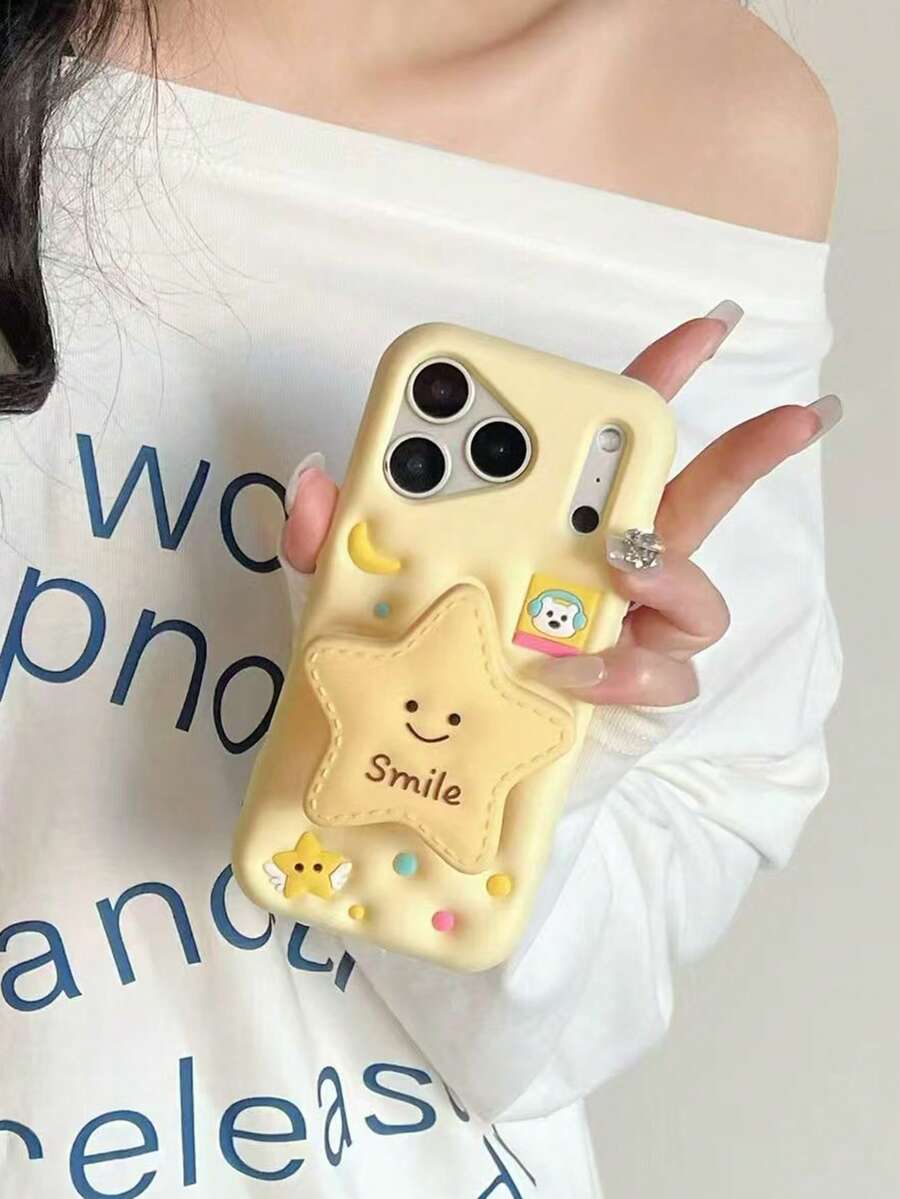 Nueva funda de teléfono personalizada con soporte de estrella de ángel de moda, adecuada para iPhone 11/12/13/14/15/16/17, cubierta protectora de Body completo a prueba de golpes y creativa