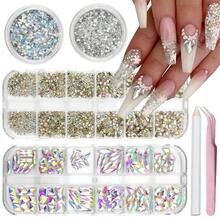 Nail Art Rhinestones Flatback Rhinestones Nail Charms Fine Glitter Supplies Mixed AB Crystals Gems Glitter Powder Luxury Design Jewelry Accessories For Women Manicure Decorations.{"Color_name":"Colorful-17"} - 彩色-17 - 查看 1