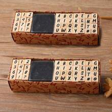 40pcs Wooden Rubber Stamps With Numbers, Letters, Symbols, Plus 1 Ink Pad, DIY Scrapbooking, Diary, Notebook, Art Supplies