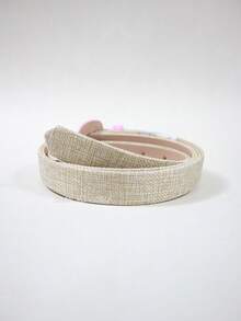 Women's Belt Straw Color Fabric Colorful Design Simple Covered Buckle For Everyday Wear - Baby Pink - View 6