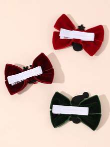 6pcs Chriatmas Decor Red And Green Velvet Bow Hair Clips,Christmas Trees & Deer & Santa Claus Accessories Hair Bows,Cute Hair Barrettes For Girls Teens Gifts