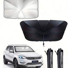 可折叠防紫外线汽车前窗挡风玻璃盖卡 - 1 件汽车遮阳伞（防热） - 彩色 - 查看 3