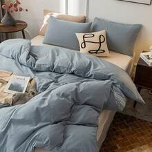 Ultra Soft 100% Cotton Solid Color Dusty Pink Queen Duvet Cover Set With Zipper Closure - 3 Pieces,  In 2025 - 灰藍色 - 查看 3