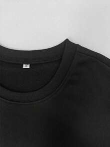 Camiseta de manga larga negra para hombres con gráfico de línea de arte de Virgen María y ángel, estilo casual de calle para uso diario - Negro - Ver 3